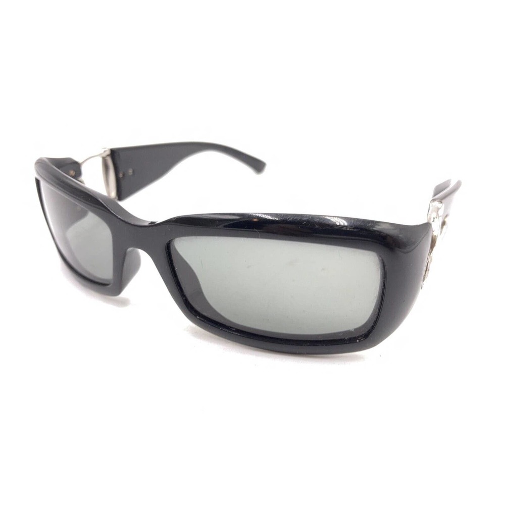 Gucci Black Silver Rectangle Wrap Sunglasses Gray… - image 8